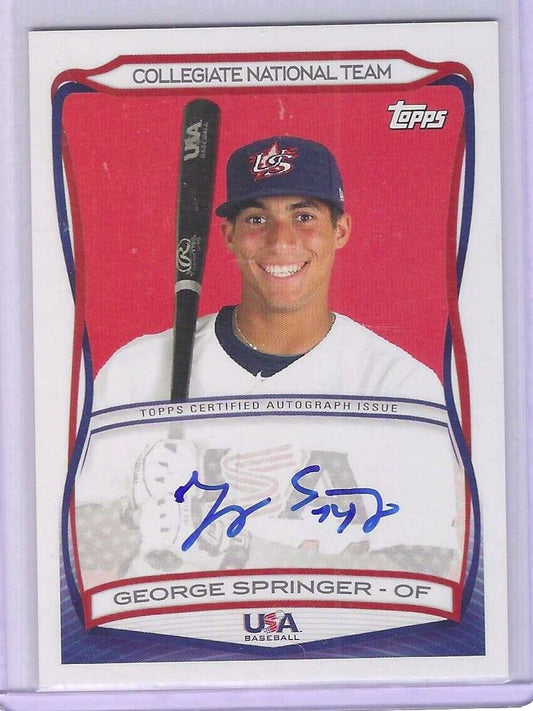 GEORGE SPRINGER 2010 TOPPS USA BASEBALL PROSPECT ON CARD AUTO #A-40