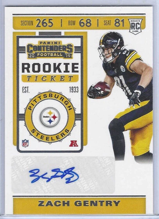 ZACH GENTRY 2019 PANINI CONTENDERS ROOKIE TICKET AUTO RC #274