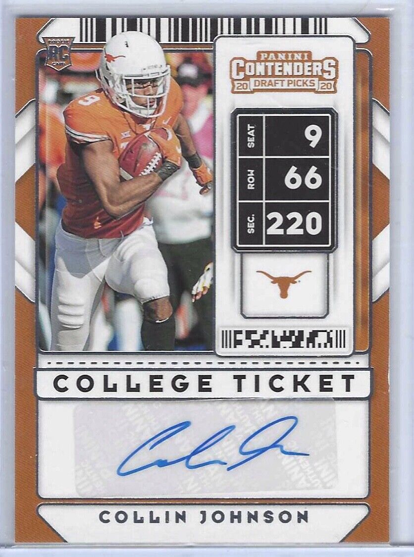 COLLIN JOHNSON 2020 PANINI CONTENDERS DRAFT PICKS COLLEGE TICKET AUTO RC #138