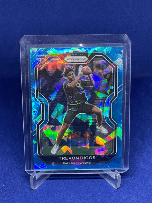 TREVON DIGGS 2020 PANINI PRIZM BLUE CRACKED ICE PRIZM ROOKIE RC #D 34/99