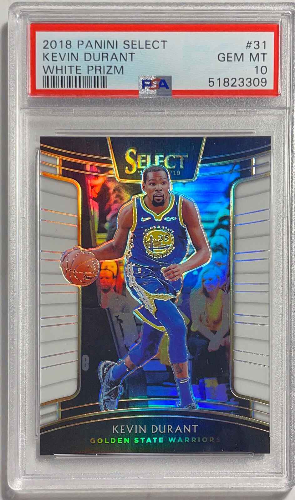 KEVIN DURANT 2018 PANINI SELECT WHITE PRIZM #D 103/149 PSA 10 GEM MINT POP 15