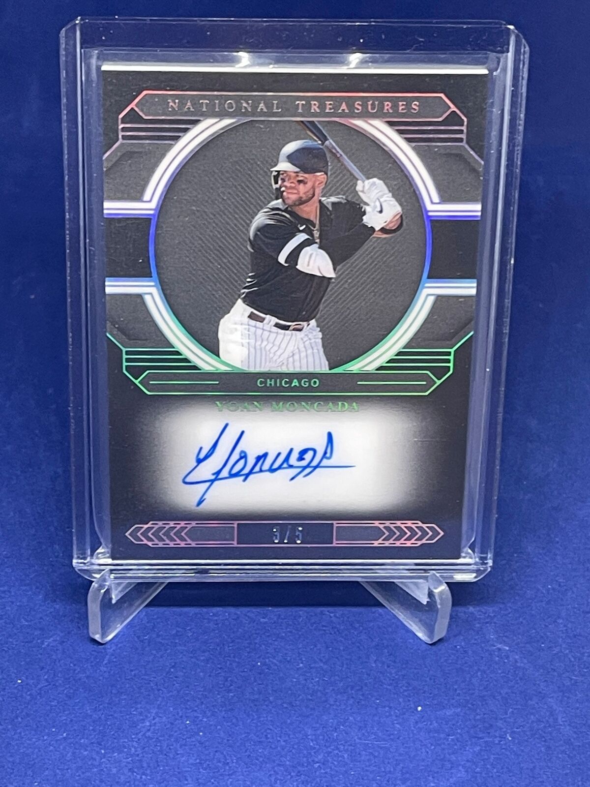 YOAN MONCADA 2020 NATIONAL TREASURES MIDNIGHT ON CARD AUTO #D 3/5