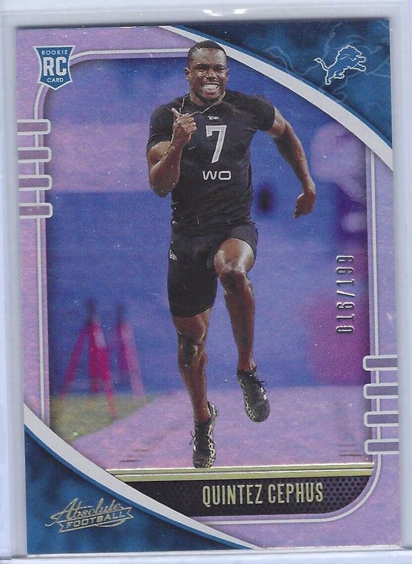 QUINTEZ CEPHUS 2021 PANINI ABSOLUTE FOOTBALL SILVER FOIL RC #D 016/199