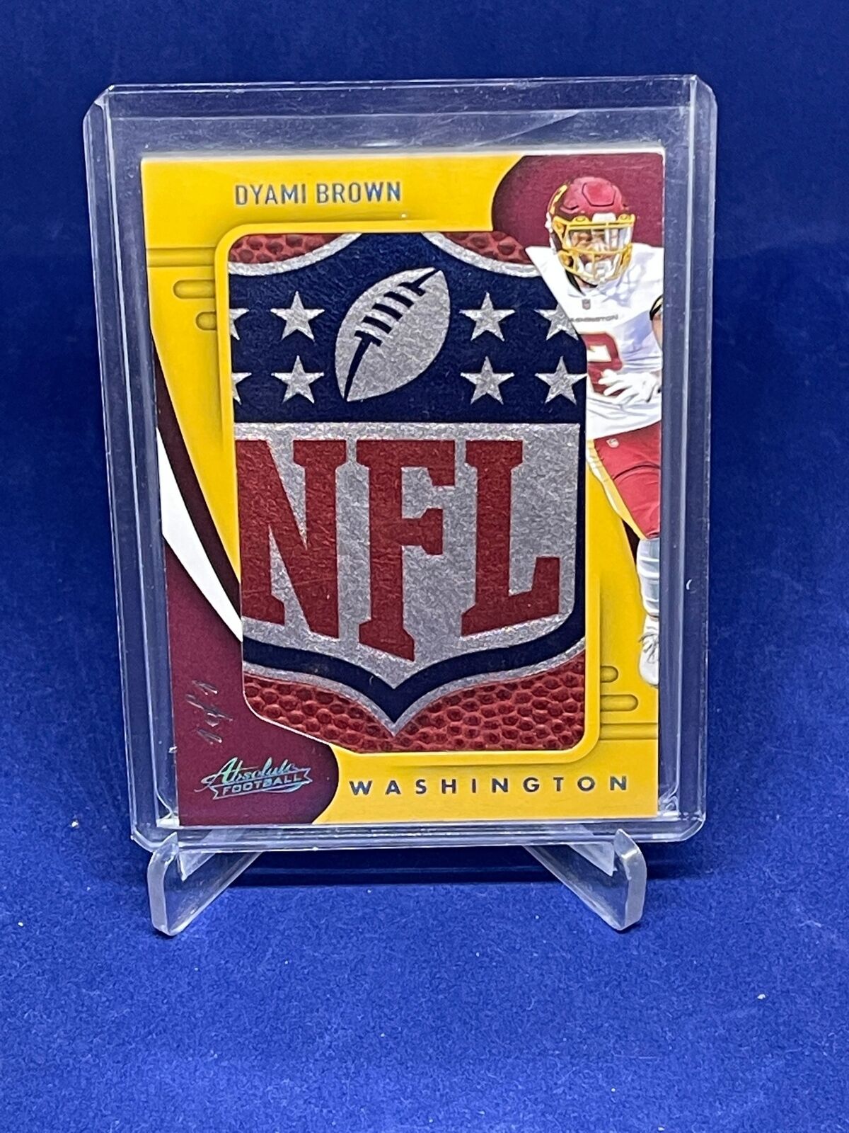 DYAMI BROWN 2021 PANINI ABSOLUTE NFL SHIELD BALL RELIC PATCH ROOKIE RC #D 1/1