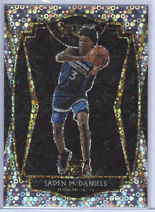 JADEN MCDANIELS 2020-21 SELECT SILVER DISCO PRIZM PREMIER LEVEL RC #197