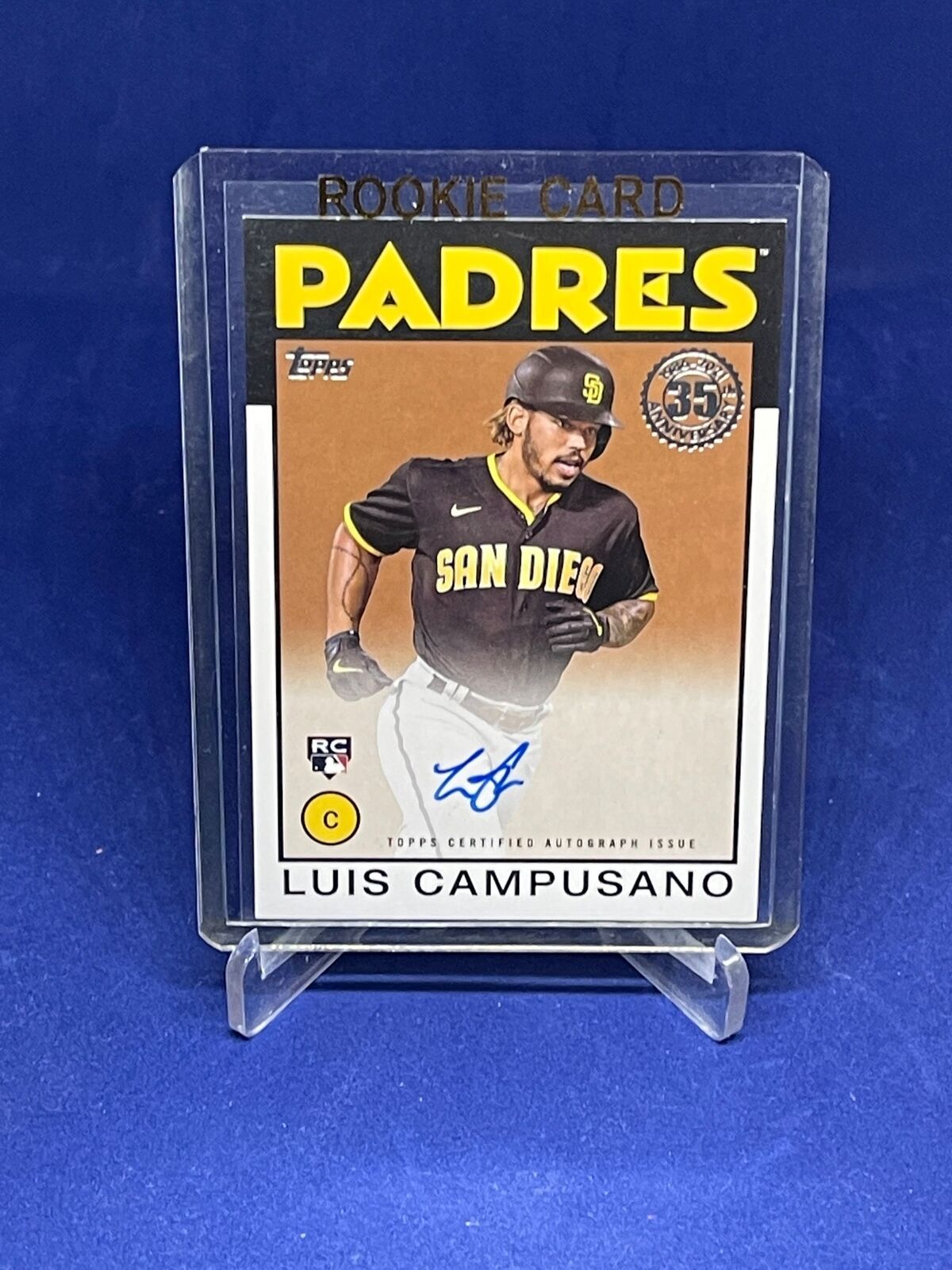 LUIS CAMPUSANO 2021 TOPPS 1986 ON CARD AUTO ROOKIE RC