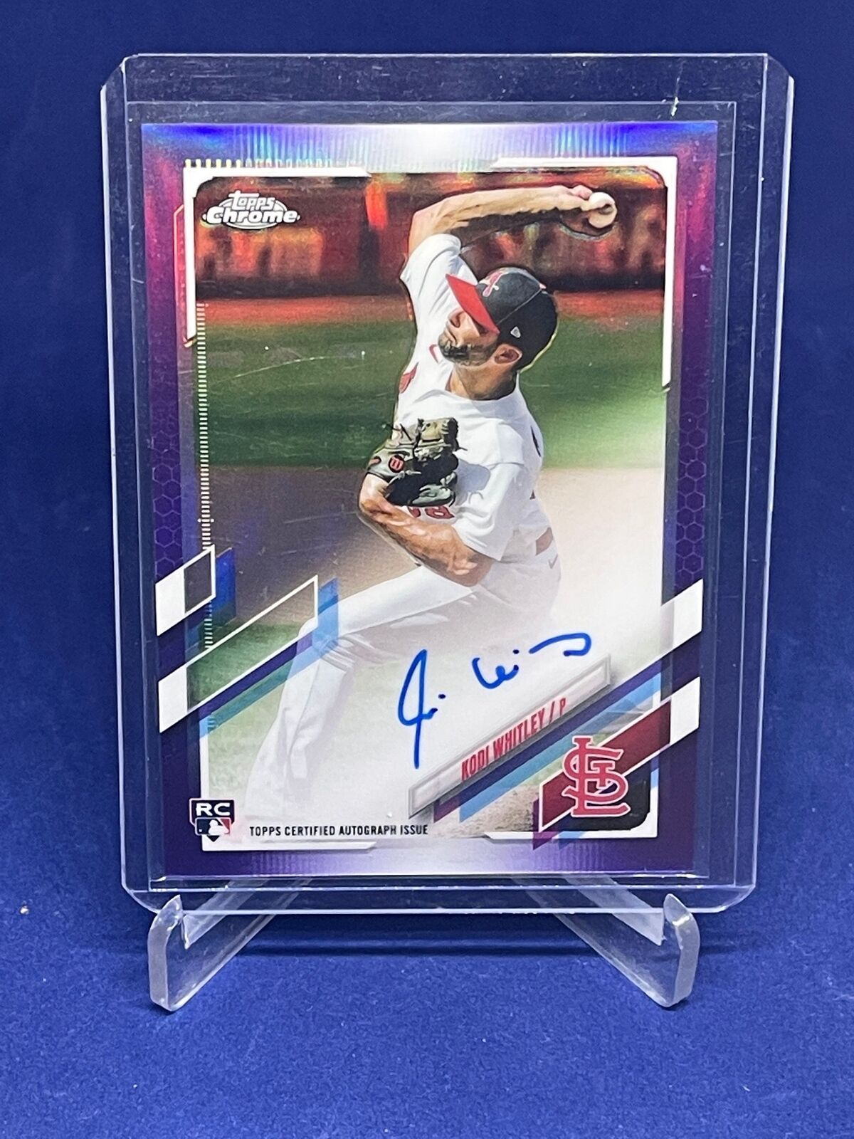 KODI WHITLEY 2021 TOPPS CHROME PURPLE REFRACTOR ON CARD AUTO RC #D 158/250