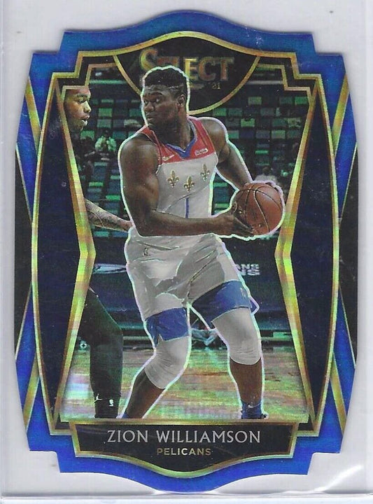 ZION WILLIAMSON 2020-21 SELECT BLUE PRIZM DIE CUT PREMIER LEVEL #D 178/249