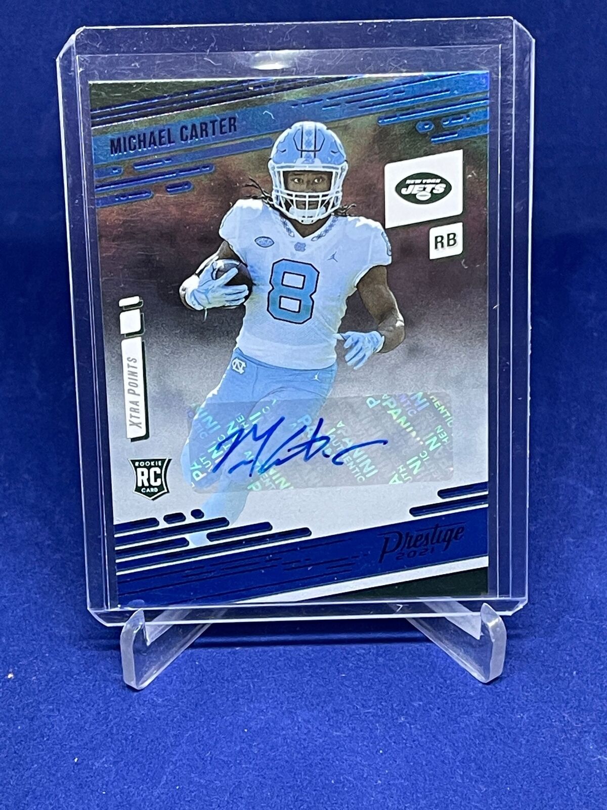 MICHAEL CARTER 2021 PANINI PRESTIGE BLUE XTRA POINTS ROOKIE AUTO RC #218