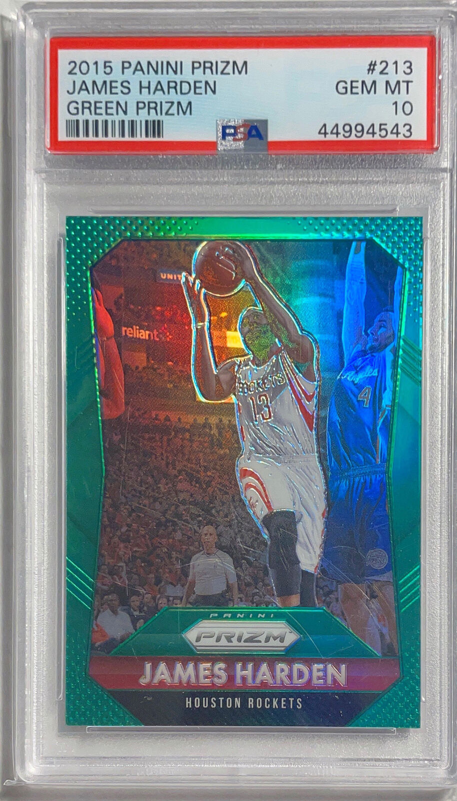 JAMES HARDEN 2015 PANINI PRIZM GREEN PRIZM #213 PSA 10 GEM MINT POP 4