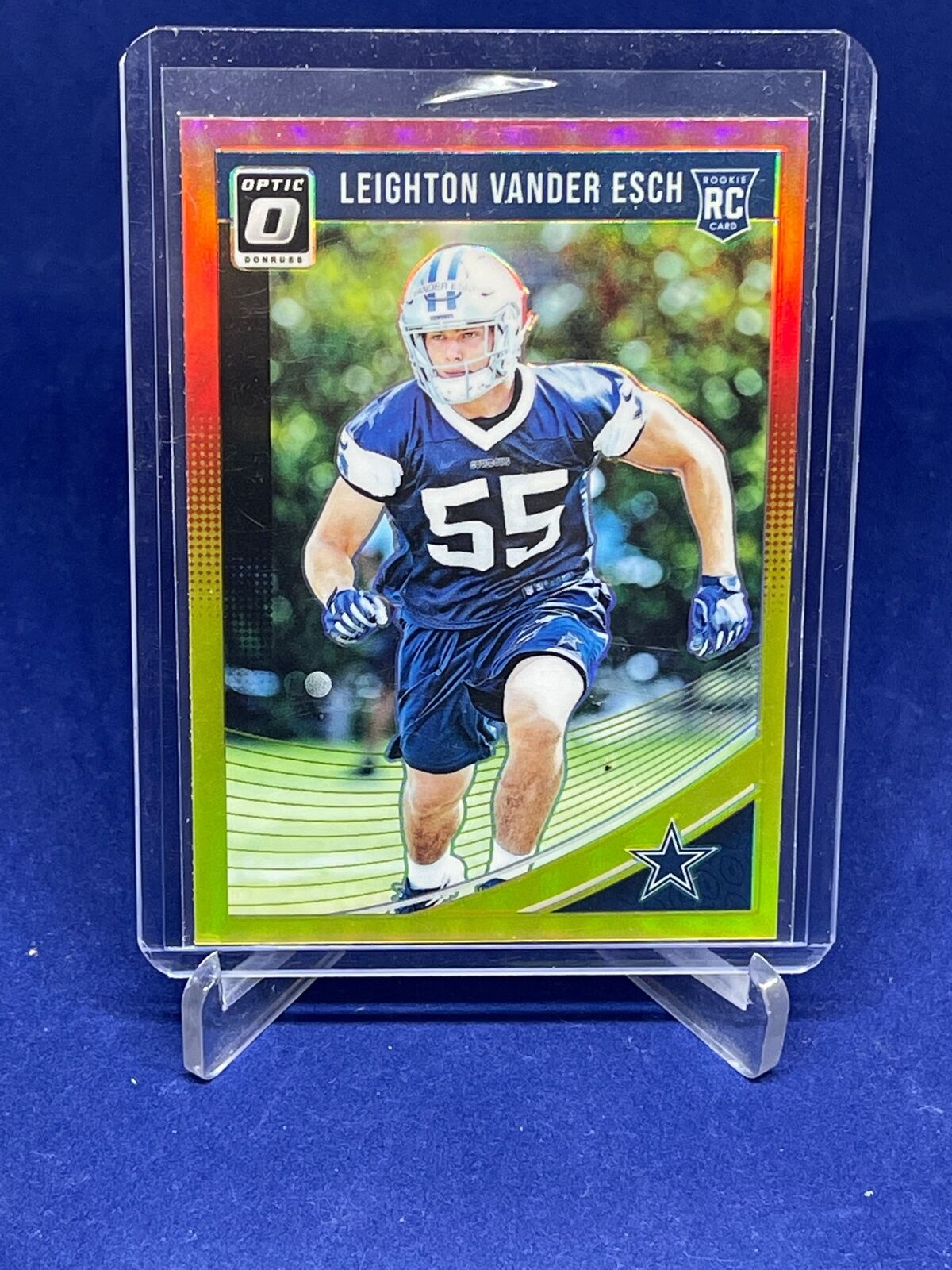 LEIGHTON VANDER ESCH 2018 PANINI DONRUSS OPTIC RED YELLOW PRIZM ROOKIE RC #115