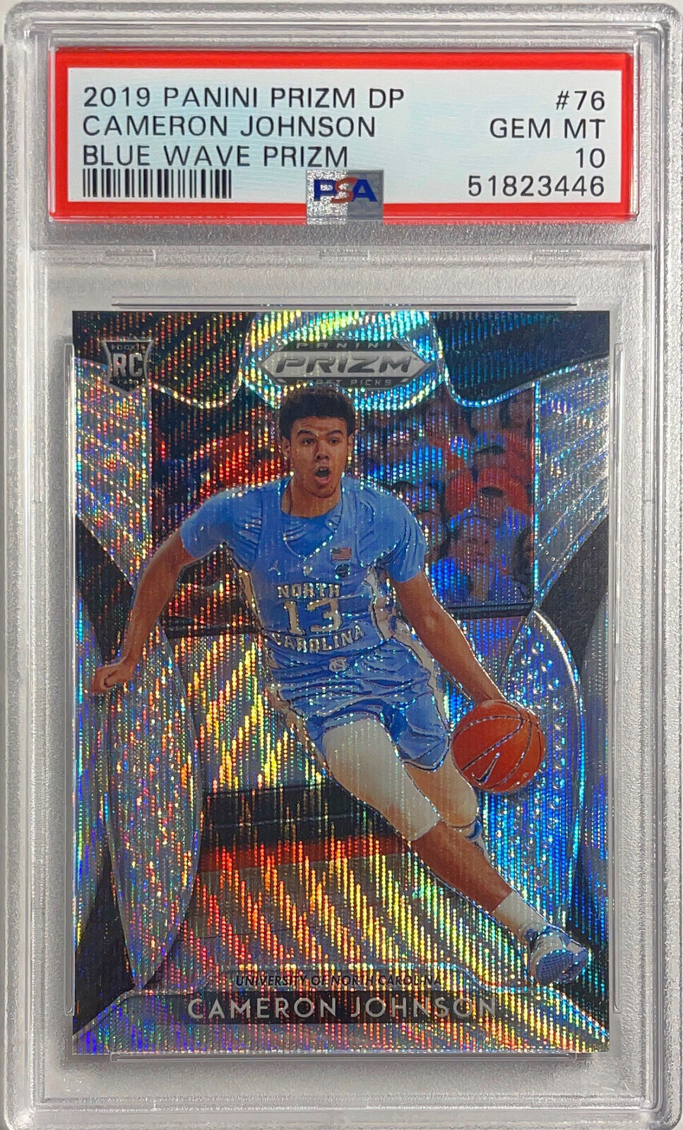 CAMERON JOHNSON 2019 PANINI PRIZM BLUE WAVE PRIZM RC /299 PSA 10 GEM MINT POP 3