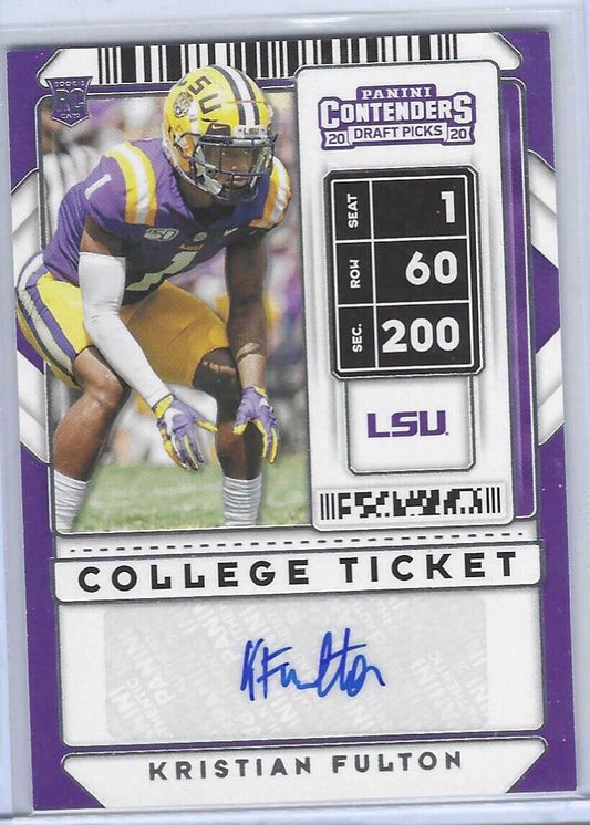 KRISTIAN FULTON 2020 PANINI CONTENDERS DRAFT PICKS COLLEGE TICKET AUTO RC #162