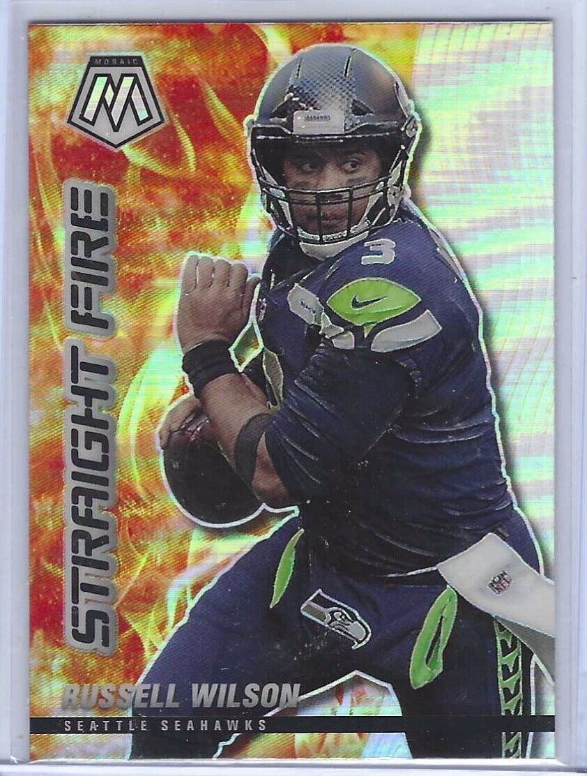 RUSSELL WILSON 2021 PANINI MOSAIC SILVER PRIZM STRAIGHT FIRE #SF5