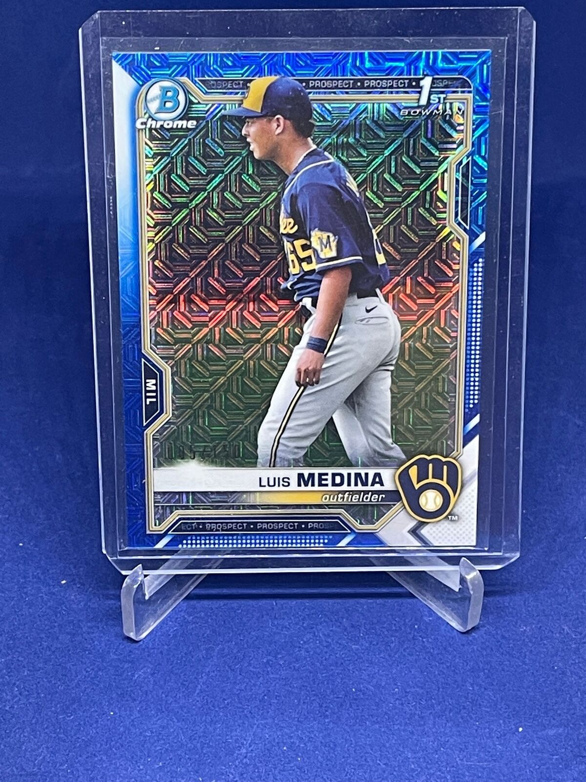 LUIS MEDINA 2021 BOWMAN CHROME BLUE MOJO REFRACTOR PROSPECT #D 5/150