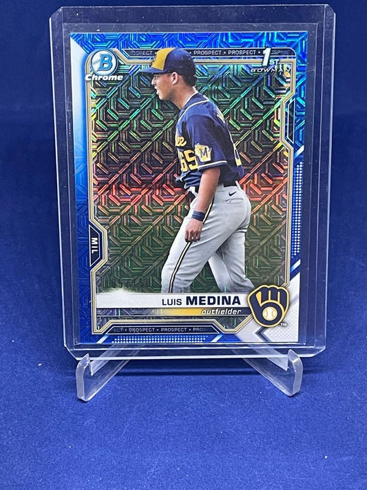 LUIS MEDINA 2021 BOWMAN CHROME BLUE MOJO REFRACTOR PROSPECT #D 5/150