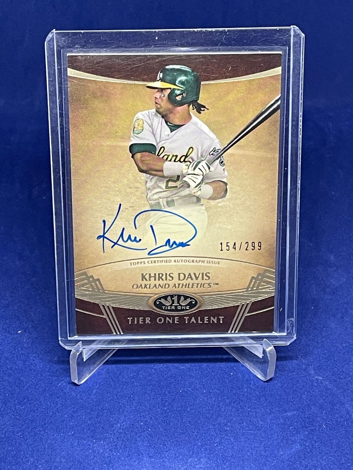 KHRIS DAVIS 2019 TOPPS TIER ONE ON CARD AUTO #D 154/299