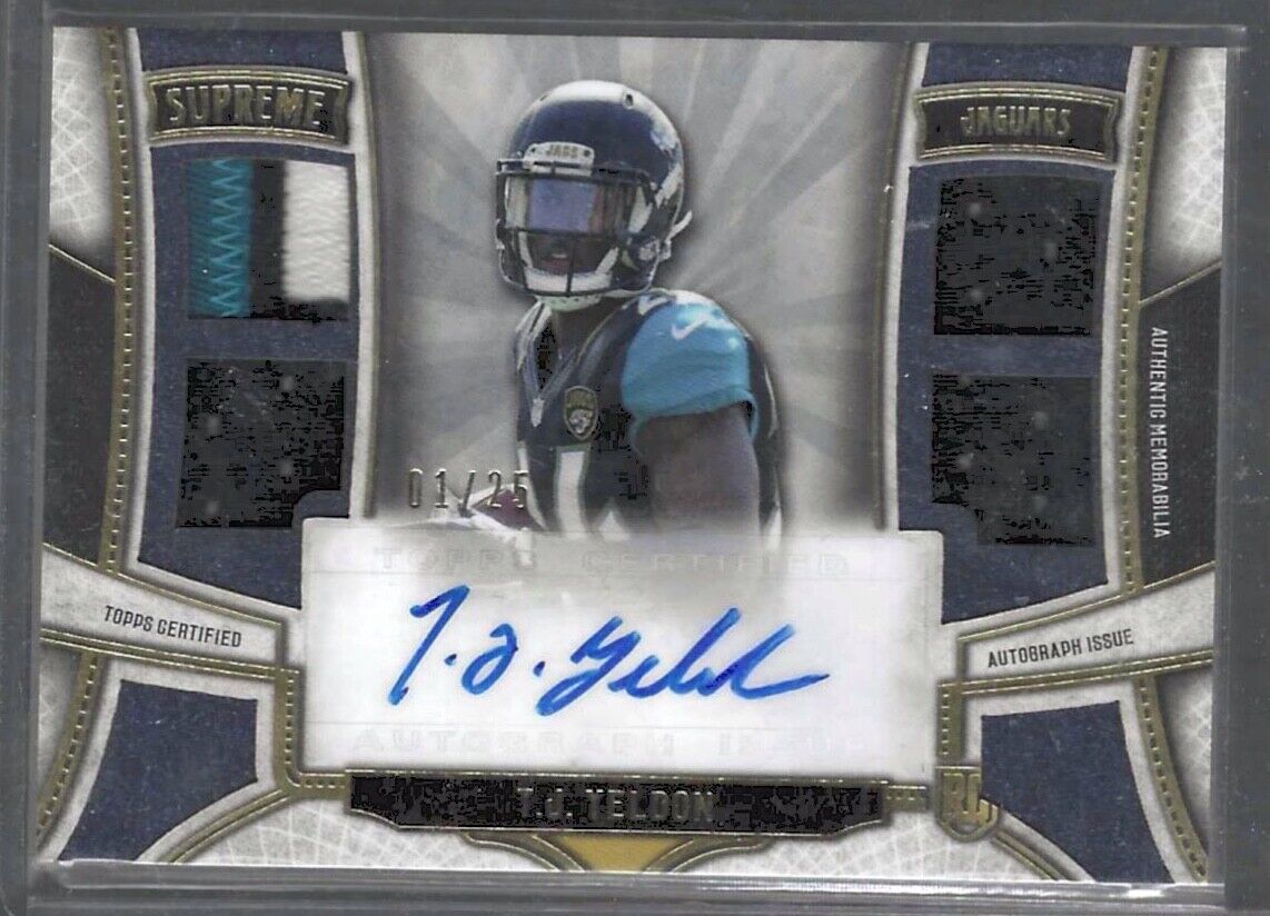 T.J. YELDON 2015 TOPPS SUPREME ROOKIE QUAD PATCH AUTO RC /25