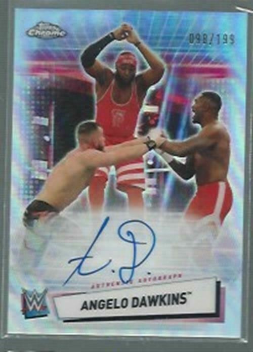 ANGELO DAWKINS 2021 TOPPS CHROME WWE ON CARD AUTO REFRACTOR #D 98/199