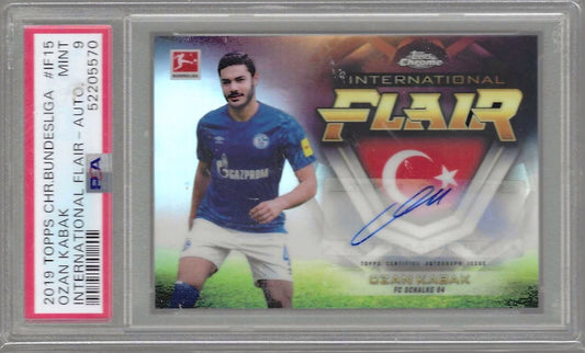 OZAN KABAK 2019-20 TOPPS CHROME BUNDESLIGA INTL FLAIR AUTO /50 PSA 9 MINT POP 2