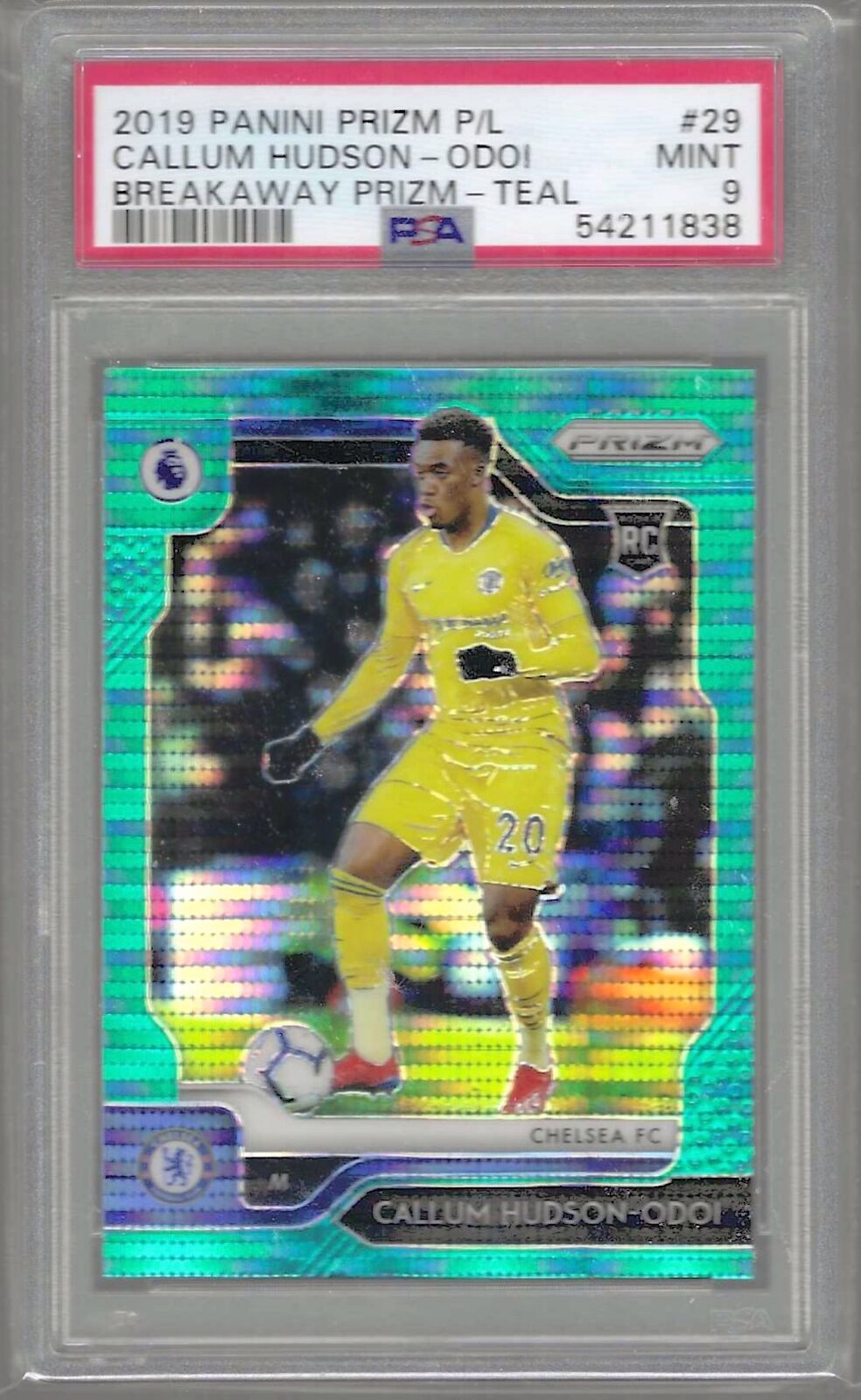CALLUM HUDSON-ODOI 2019-20 PANINI PRIZM BREAKAWAY TEAL RC /35 PSA 9 MINT POP 3