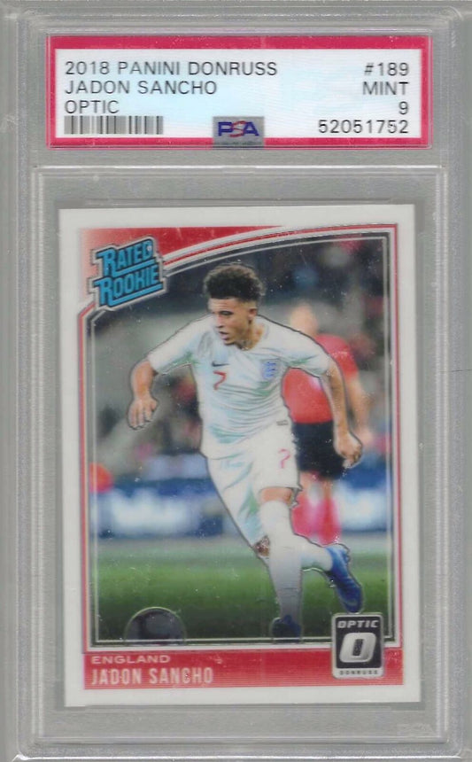 JADON SANCHO 2018-19 PANINI DONRUSS OPTIC RATED ROOKIE RC PSA 9 MINT
