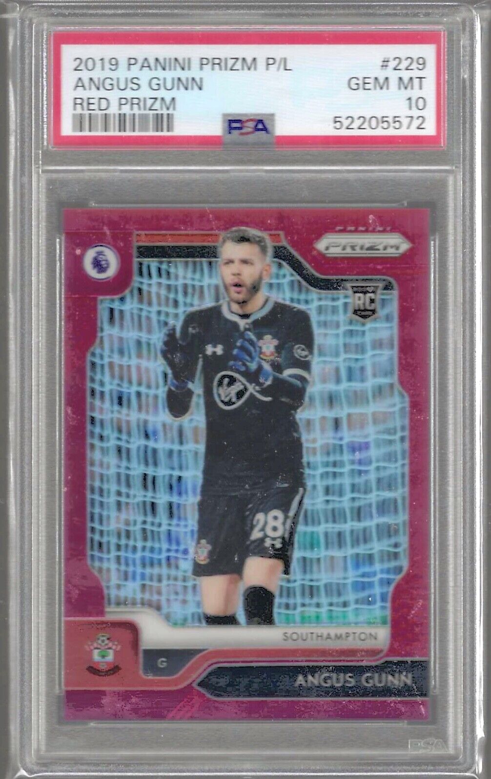ANGUS GUNN 2019-20 PANINI PRIZM EPL RED PRIZM /149 RC PSA 10 GEM MINT POP 1/1