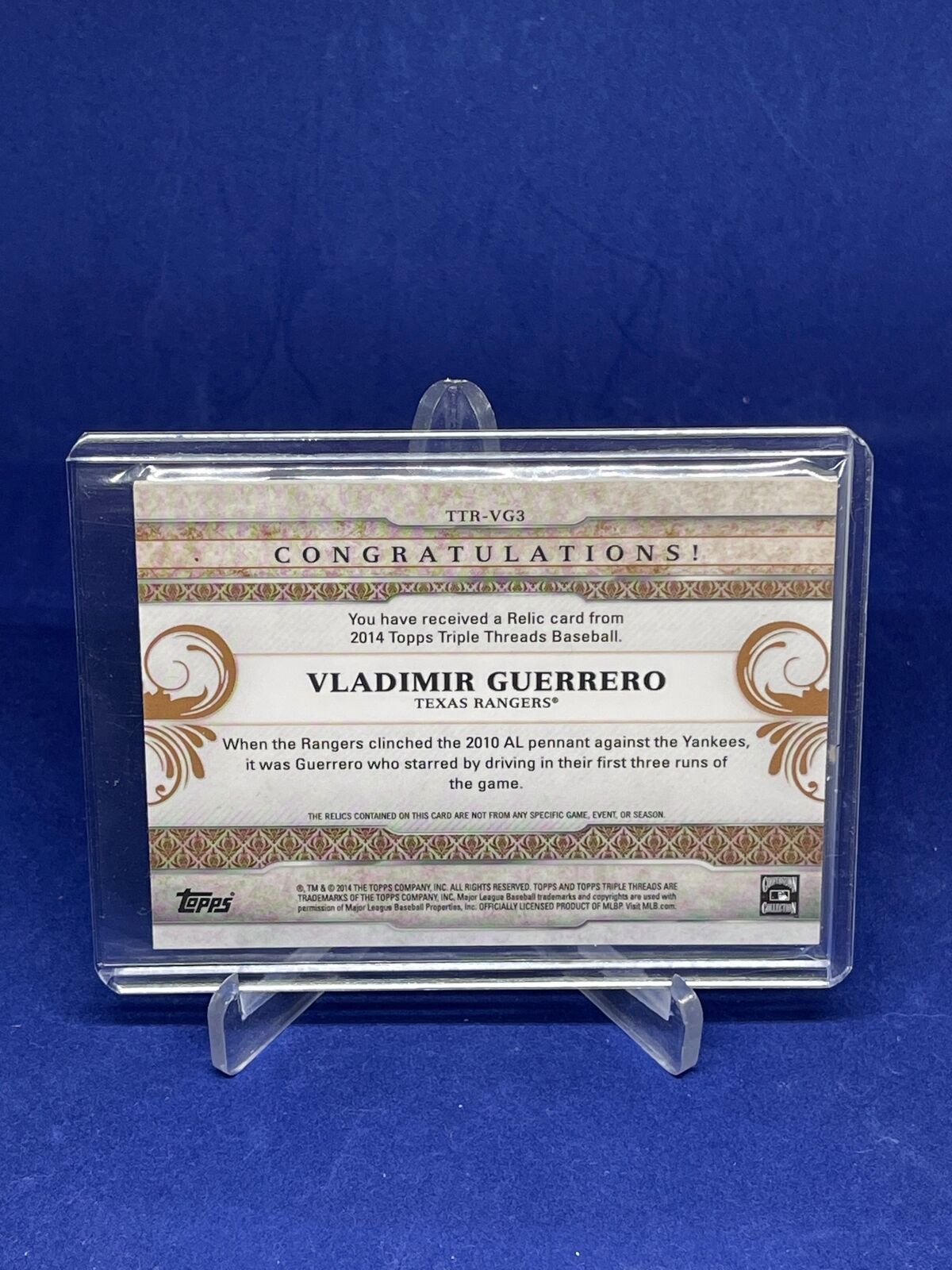 VLADIMIR GUERRERO 2014 TOPPS TRIPLE THREADS GAME 6 HERO JERSEY CARD #D 25/27