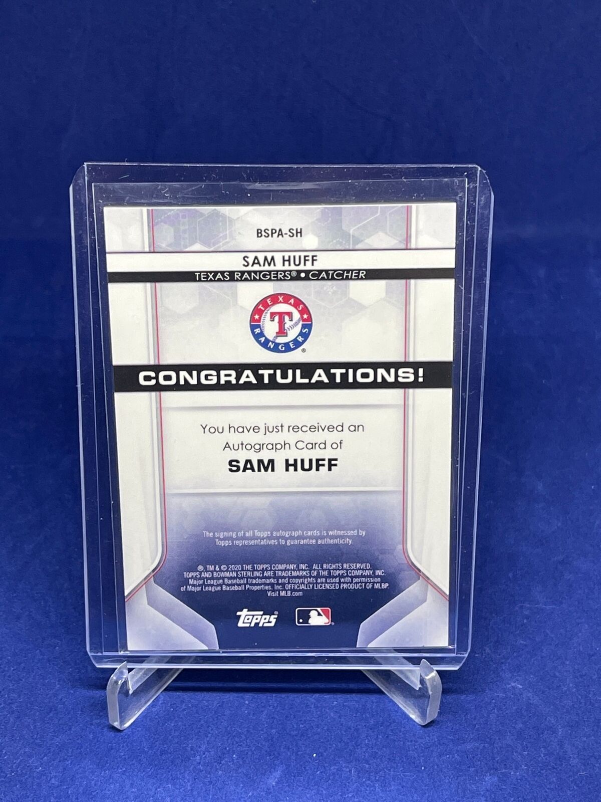 SAM HUFF 2020 BOWMAN STERLING ON CARD AUTO PROSPECT