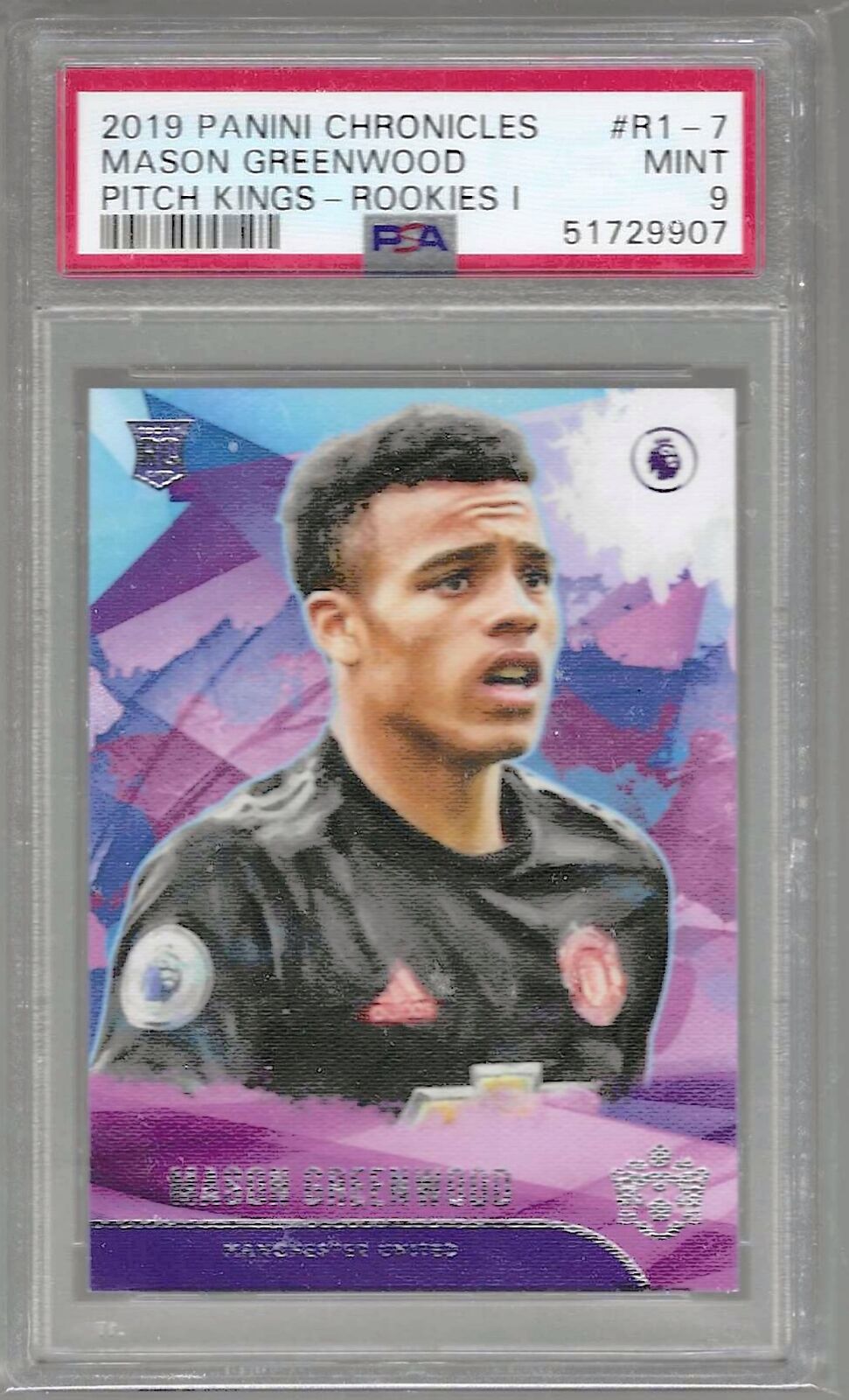 MASON GREENWOOD 2019-20 PANINI CHRONICLES PITCH KINGS ROOKIES 1 RC PSA 9 MINT