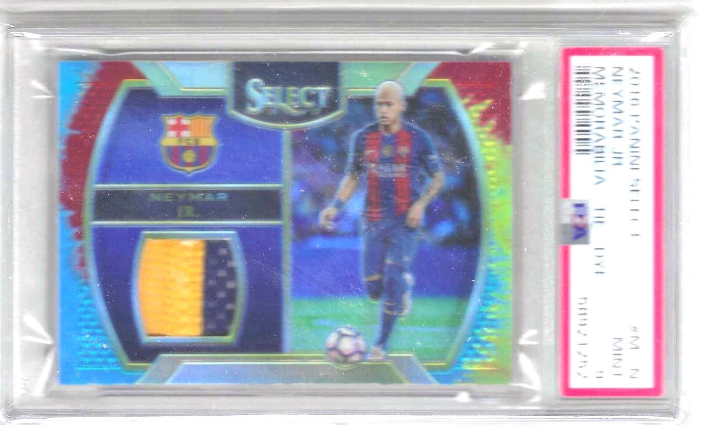 NEYMAR JR 2016-17 PANINI SELECT PATCH TIE-DYE PRIZM #D /30 PSA 9 MINT POP 1/1