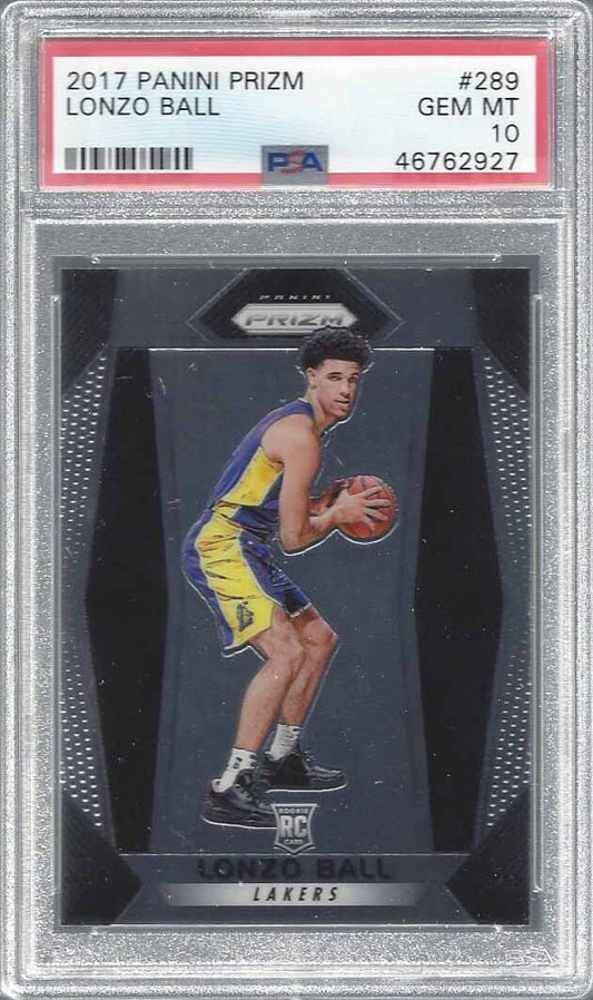 LONZO BALL 2017-18 PANINI PRIZM TRUE ROOKIE RC #289 PSA 10 GEM MINT
