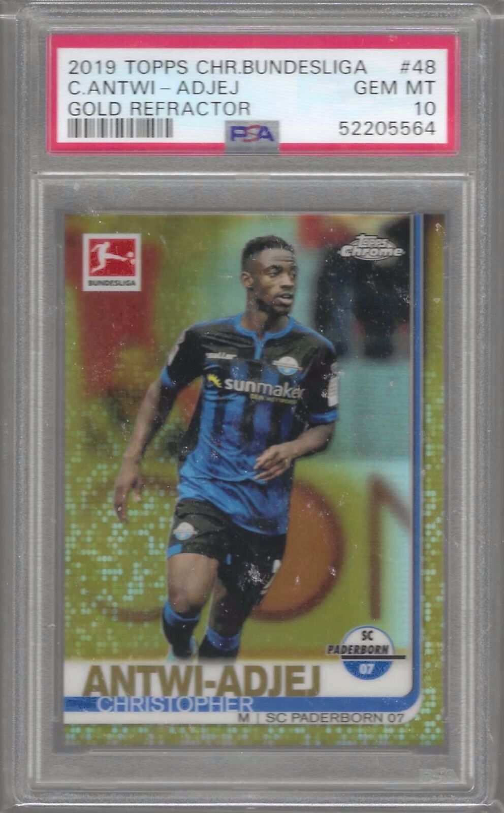 CHRISTOPHER ANTWI-ADJEJ 2019-20 TOPPS CHROME GOLD REFRACTOR /50 PSA 10 POP 1/1