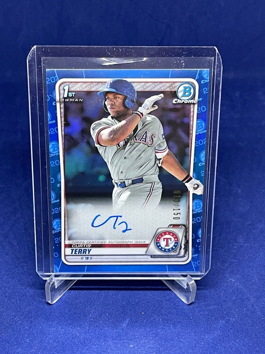 CURTIS TERRY 2020 BOWMAN CHROME 1ST BLUE REFRACTOR AUTO PROSPECT #D 13/150