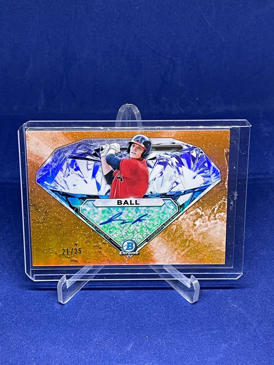 BRYCE BALL 2020 BOWMAN DRAFT APPLIED PRESSURE ORANGE REFRACTOR AUTO #D 21/25