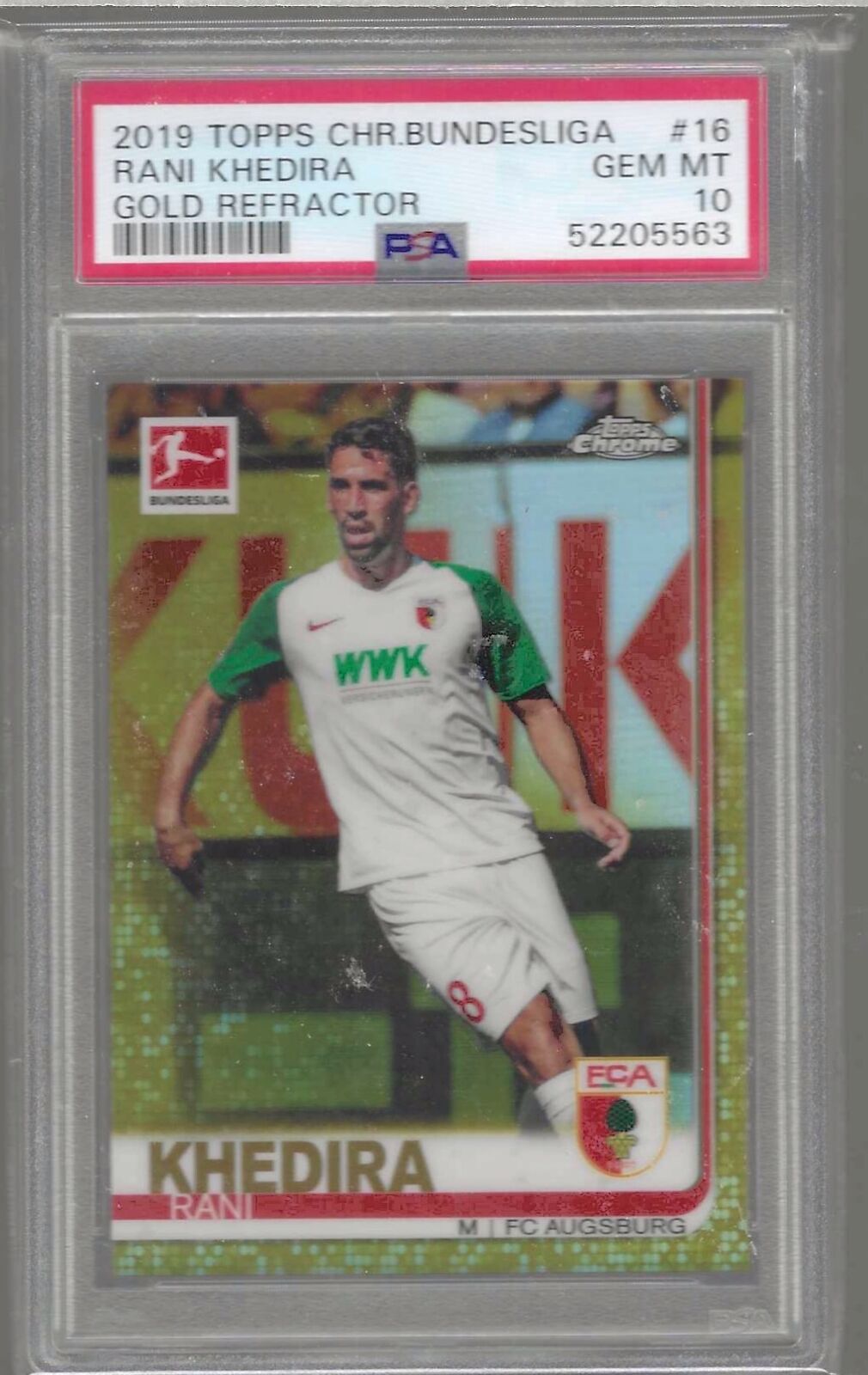 RANI KHEDIRA 2019-20 TOPPS CHROME BUNDESLIGA GOLD REFRACTOR /50 PSA 10 POP 1/1