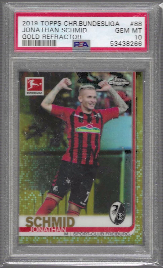 JONATHAN SCHMID 2019-20 TOPPS CHROME BUNDESLIGA GOLD REFRACTOR /50 PSA 10 POP 2