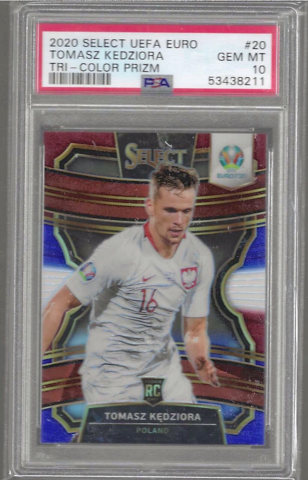 TOMASZ KEDZIORA 2020-21 PANINI SELECT TERRACE TRI-COLOR PRIZM RC PSA 10 POP 1/1