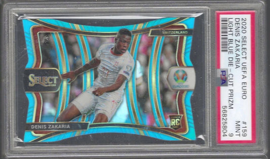 DENIS ZAKARIA 2020 PANINI SELECT LIGHT BLUE DIE-CUT PRIZM RC /175 PSA 9 POP 1/1