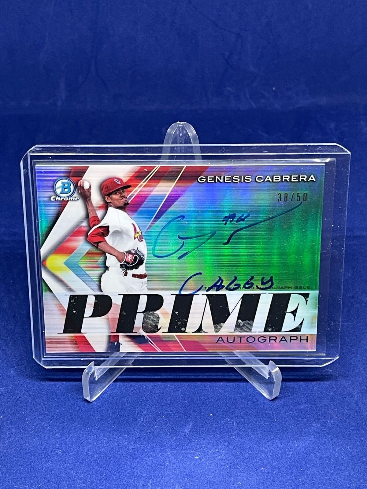 GENESIS CABRERA 2019 BOWMAN CHROME PRIME "CABBY" NICKNAME INSCRIPTION AUTO /50
