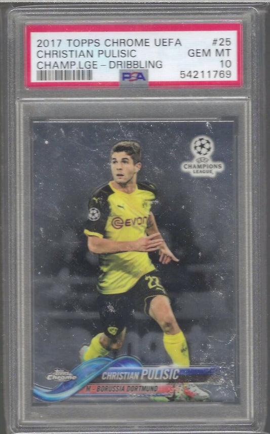 CHRISTIAN PULISIC 2017-18 TOPPS CHROME UEFA DRIBBLING ROOKIE RC PSA 10 GEM MINT