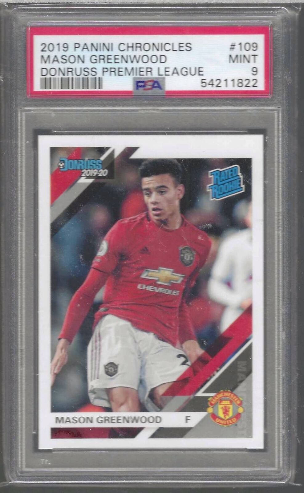 MASON GREENWOOD 2019-20 PANINI CHRONICLES DONRUSS EPL RATED ROOKIE RC PSA 9 MINT
