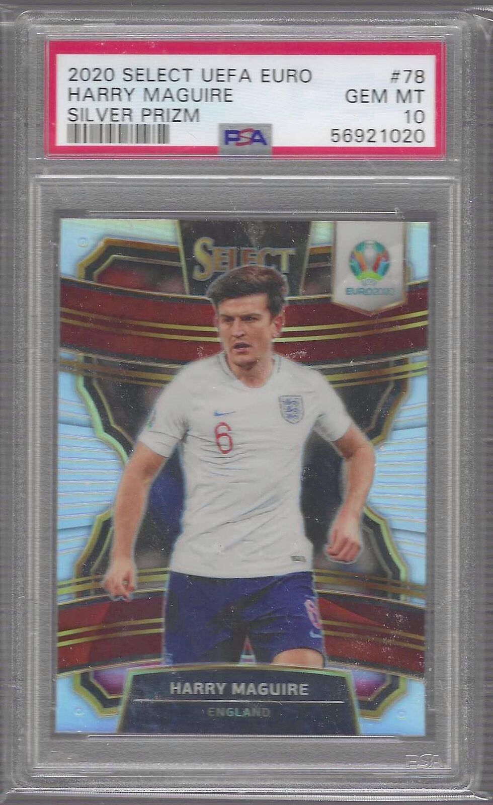 HARRY MAGUIRE 2020-21 PANINI SELECT TERRACE SILVER PRIZM PSA 10 GEM MINT POP 3
