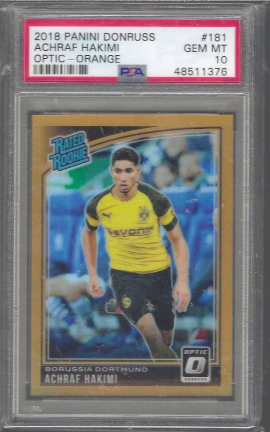 ACHRAF HAKIMI 2018-19 PANINI DONRUSS OPTIC ORANGE HOLO RC /99 PSA 10 GEM POP 4