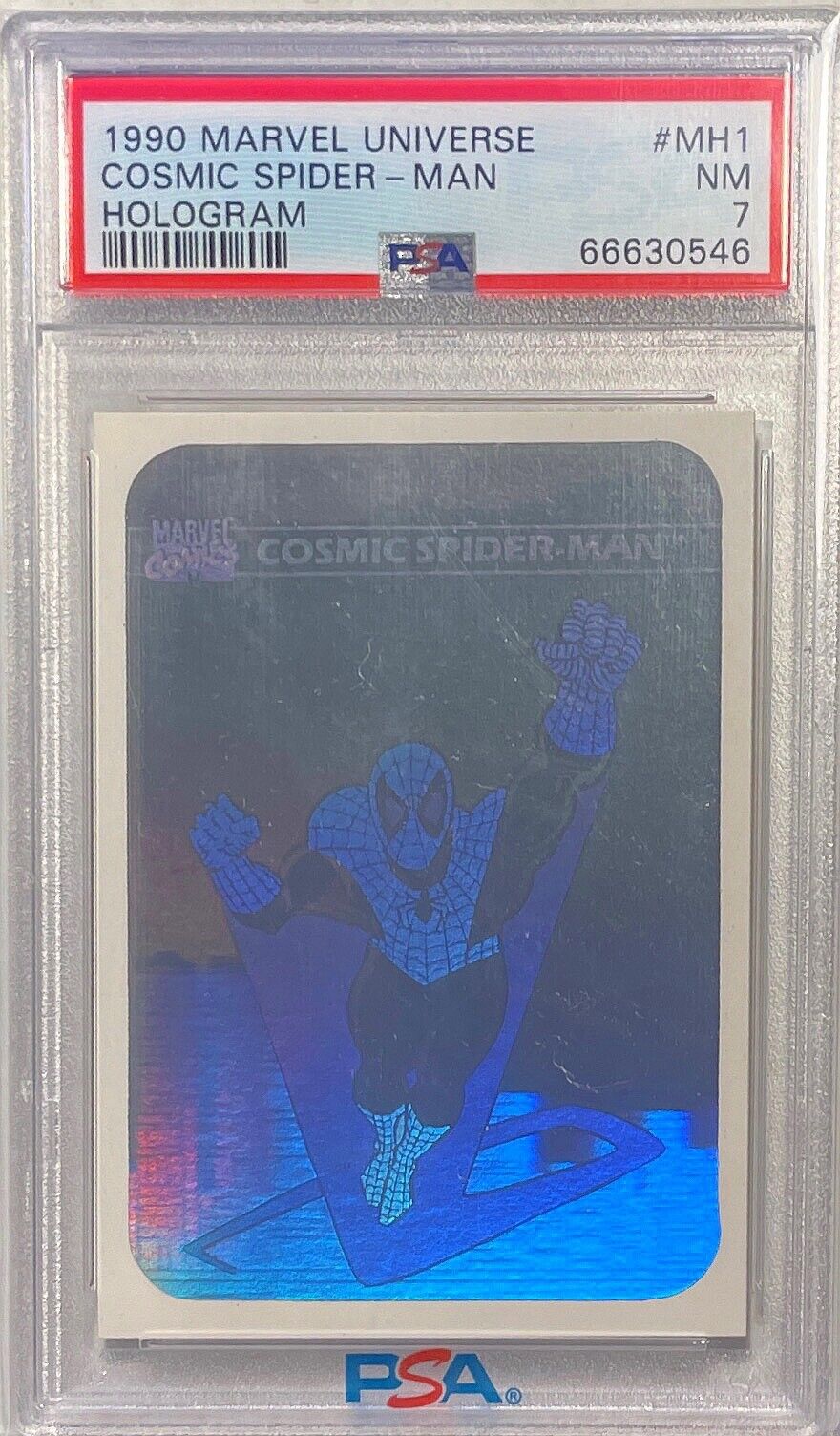 COSMIC SPIDER-MAN 1990-91 MARVEL UNIVERSE HOLOGRAM #MH1 PSA 7