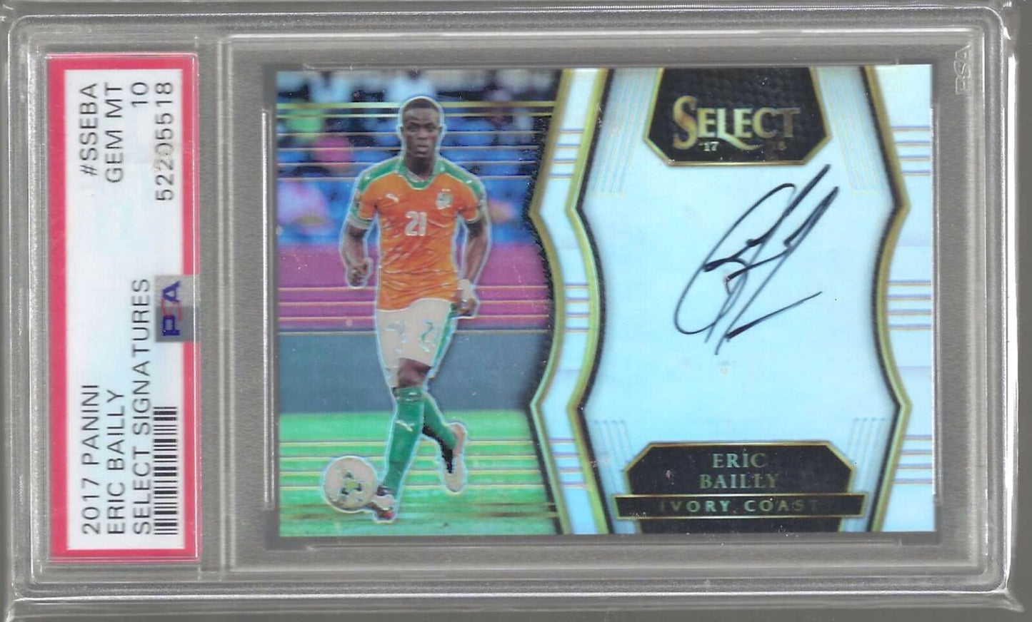 ERIC BAILLY 2017-18 PANINI SELECT SILVER PRIZM AUTO PSA 10 GEM MINT POP 1/1