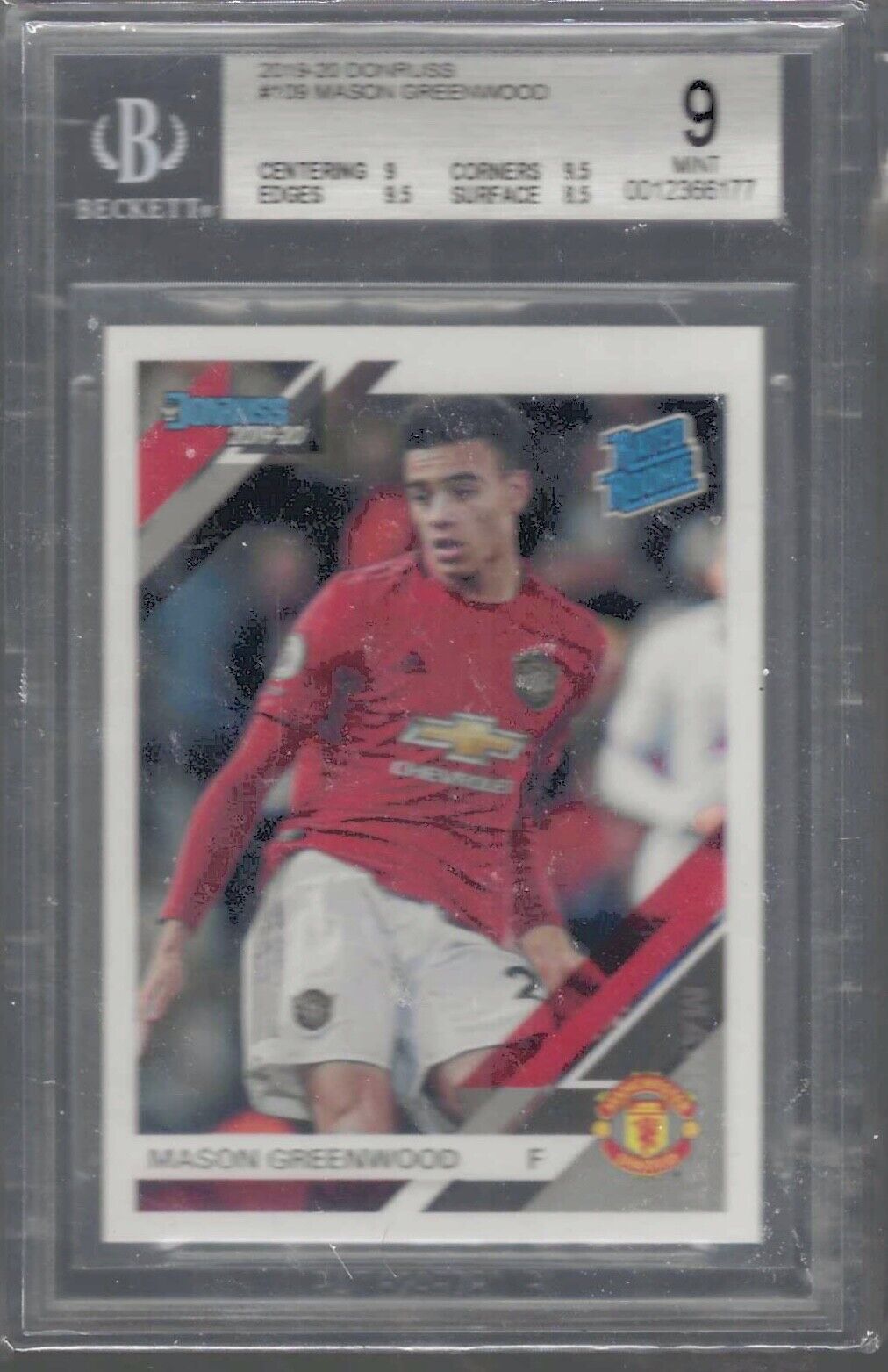 MASON GREENWOOD 2019-20 PANINI CHRONICLES DONRUSS EPL RC BGS 9 MINT POP 10