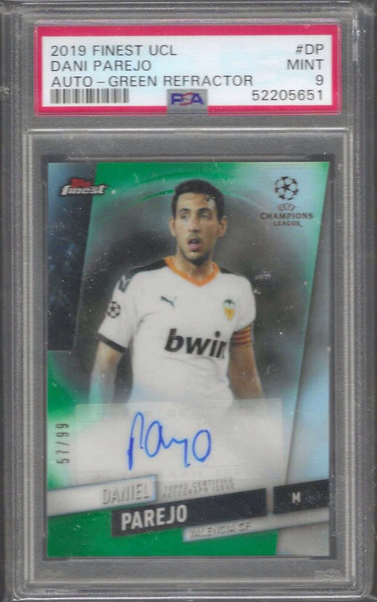 DANI PAREJO 2019-20 TOPPS FINEST UCL GREEN REFRACTOR AUTO /99 PSA 9 POP 1/1