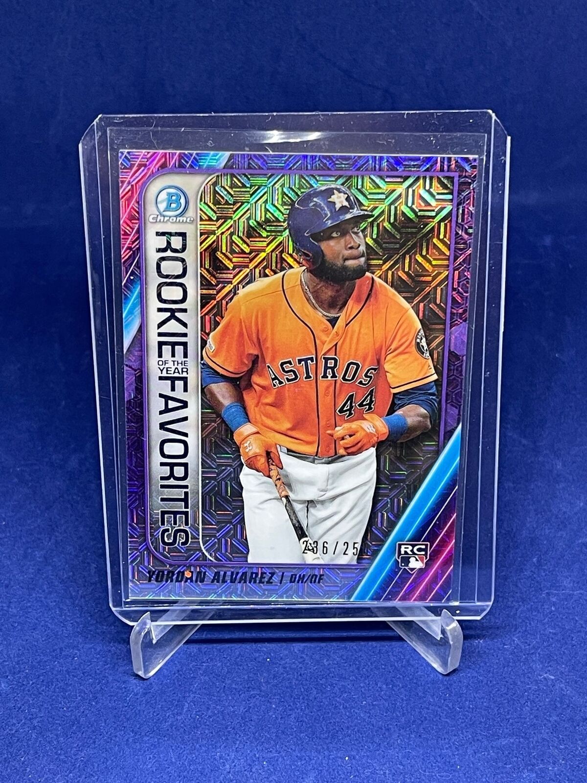 YORDAN ALVAREZ 2020 BOWMAN CHROME ROY FAVORITES PURPLE MOJO REFRACTOR RC /250