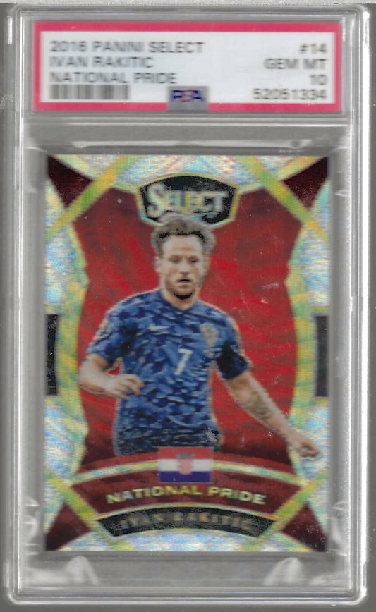 IVAN RAKITIC 2016-17 PANINI SELECT NATIONAL PRIDE PRIZM PSA 10 GEM MINT POP 1/1